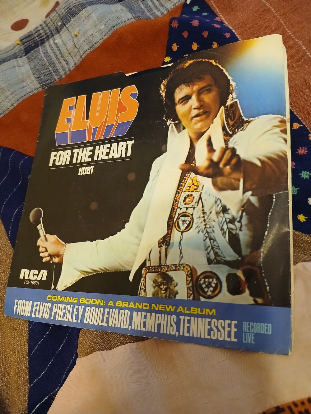 ☆ 1970s Elvis Presley RCA Records Hurt For The Heart 45 Vinyl EXC / VG++ Record